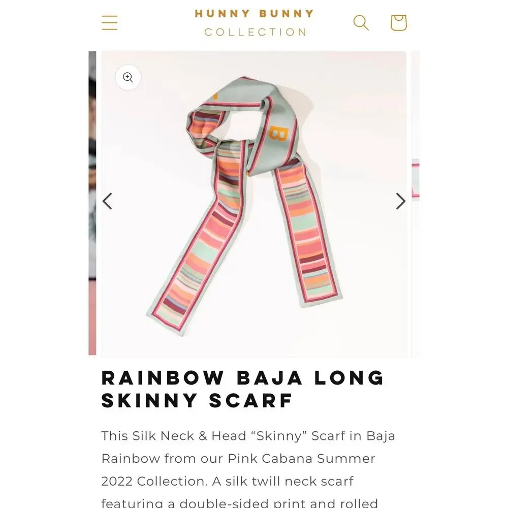 hunny bunny collection Rainbow Baja Long Skinny Hair Scarf